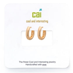 CAI | Gold Plain Smooth Oval Huggie Earrings