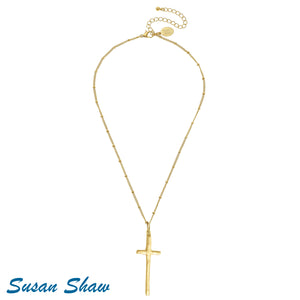 Susan Shaw Dainty Elongated Cross Necklace