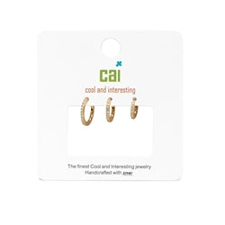 PAVE STONE TRIPLE EARLOBE HUGGIE HOOPS