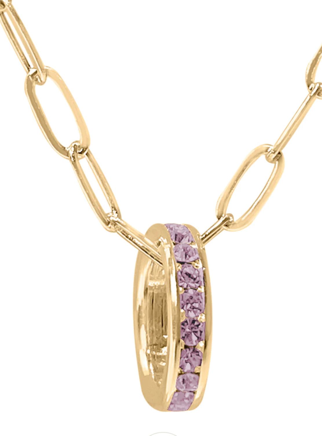Maya J | Birthstone Charm Necklaces - Paper Clip Chain Gold