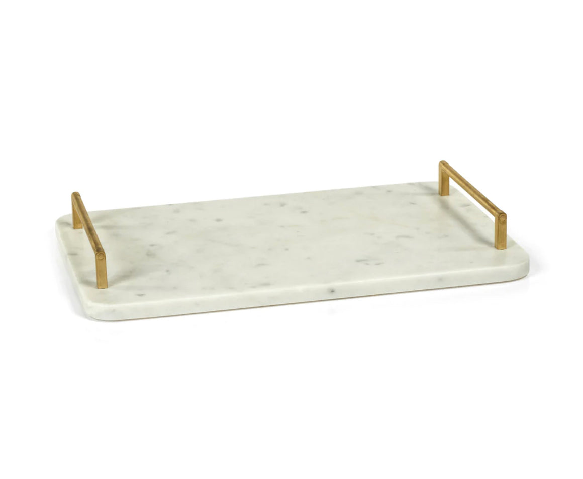 Zodax Andria Marble Tray with Gold Metal Handles
