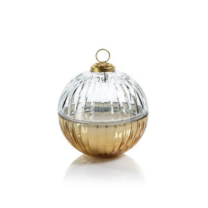 ZODAX ETCHED GLASS ORNAMENT BALL CANDLE - CLEAR/GOLD