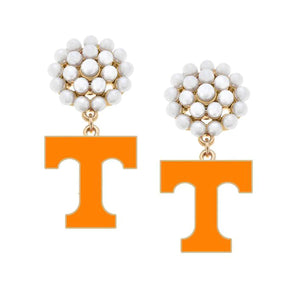 Pearl and Enamel Drop Earrings - University of Tennessee