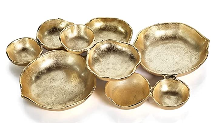 Zodax Large Cluster of 9 Gold Serving Bowls