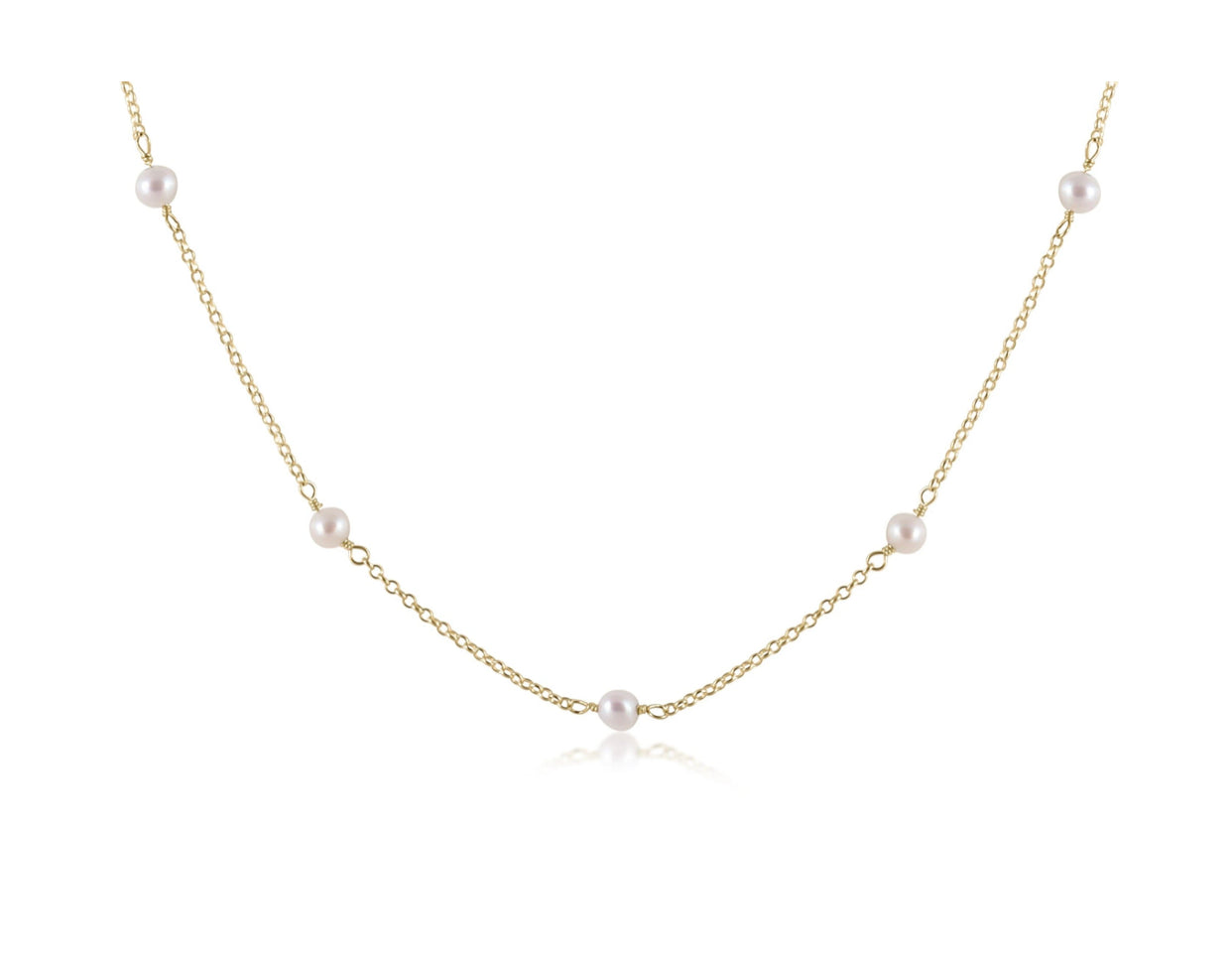 eNewton | 17" Choker Simplicity Chain Gold - 4mm Pearl