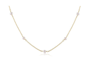 eNewton | 17" Choker Simplicity Chain Gold - 4mm Pearl