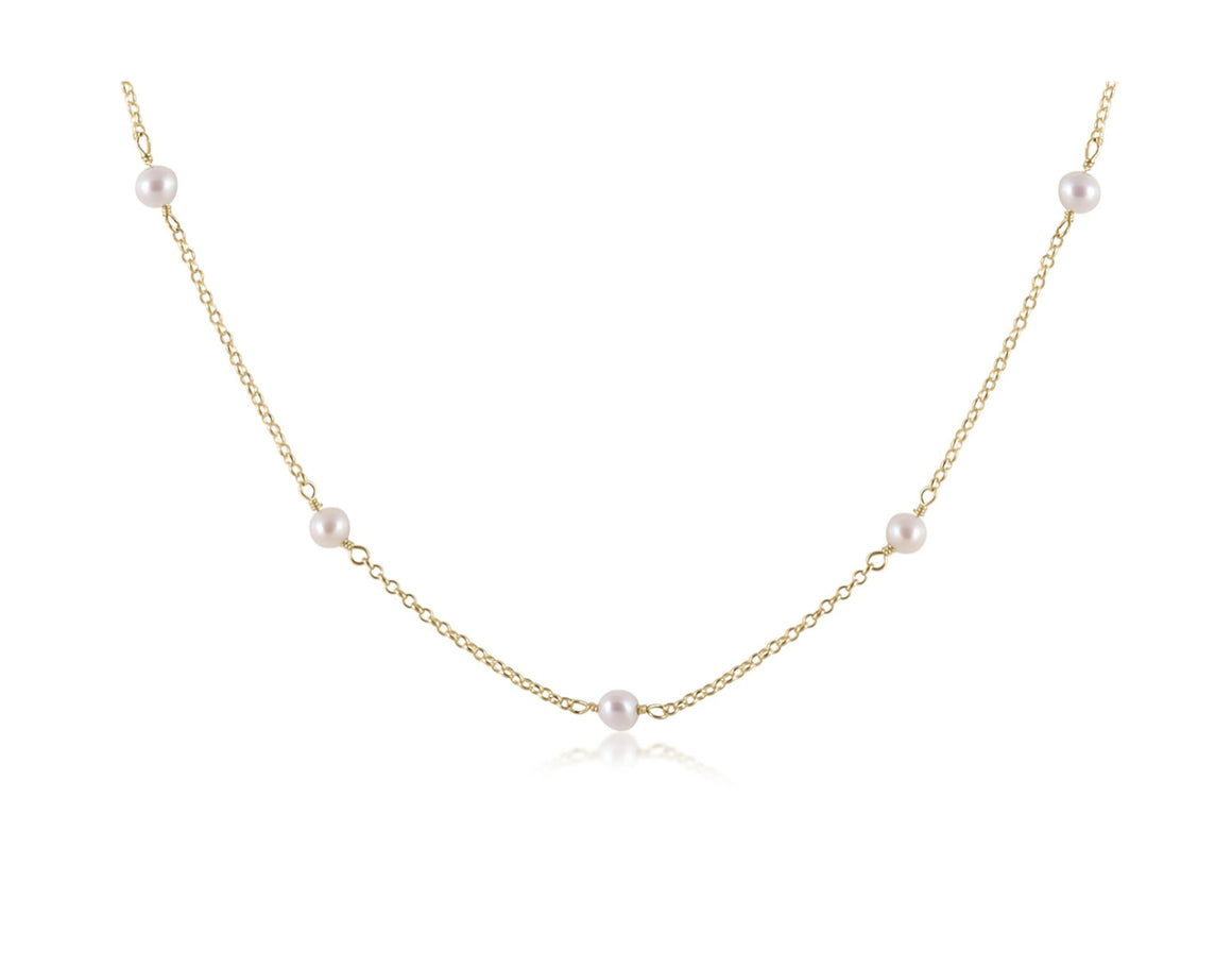 eNewton | 17" Choker Simplicity Chain Gold - 4mm Pearl