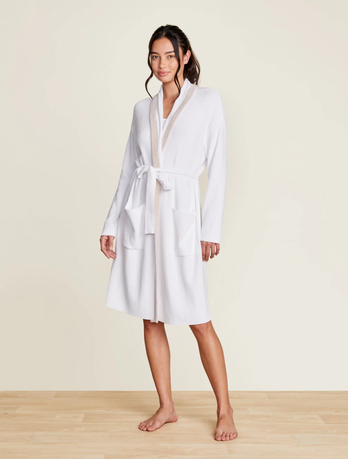 Barefoot Dreams  CozyChic Ultra Lite Tipped Ribbed Short Robe