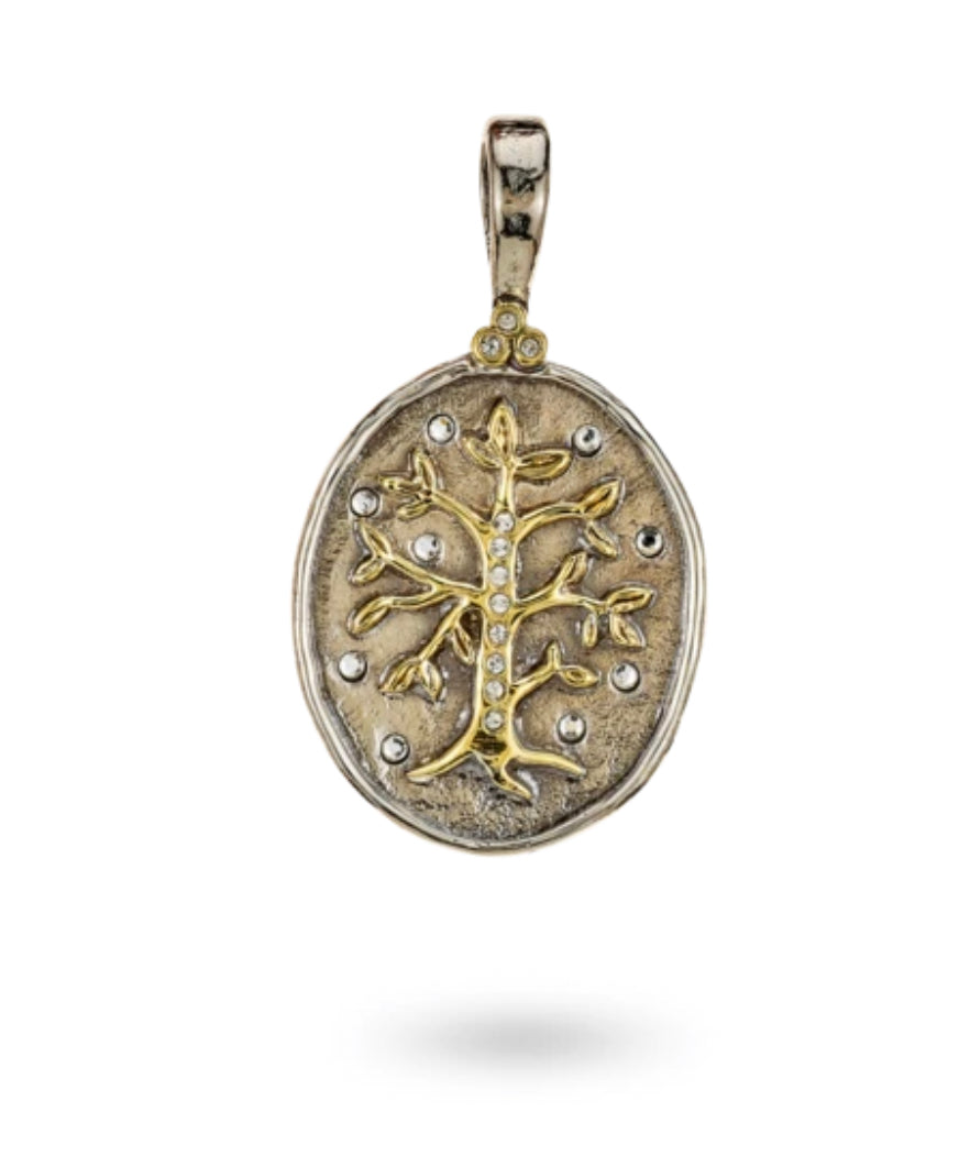 Waxing Poetic | Tree of Life Pendant on 28" Bar Star Scatter Chain