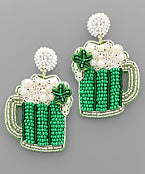 Golden Stella | St. Patrick's Day Mug Beaded Earring