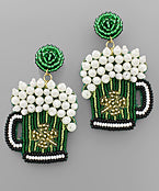 St. Patrick's Day Green Beer Beaded Earring