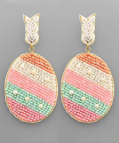 Classic Easter Egg with Bunny Beaded Earrings
