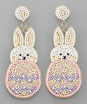 Beaded Easter Bunny & Egg Earrings