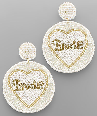 Golden Stella | Bride Heart Beaded Earrings