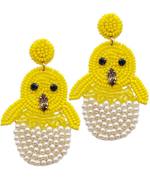 Hatching Chick Beaded Earrings