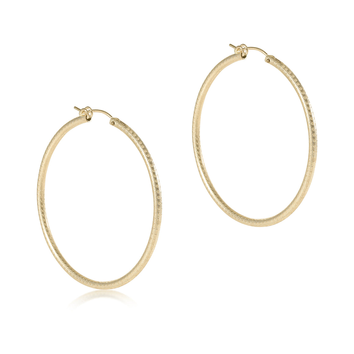2" Round Gold Hoop Earring - Textured