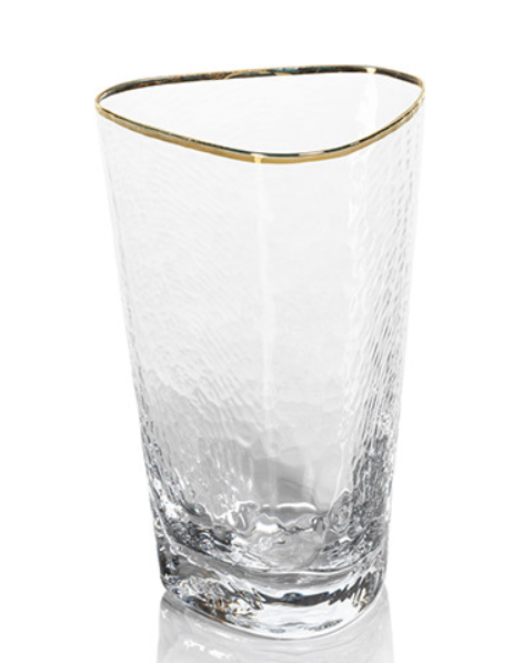 Zodax Apertivo Triangular High Ball Glasses with Gold Rim