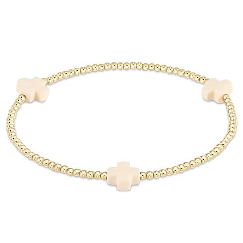 eNewton extends | Signature Cross Gold Pattern 3mm Bead Bracelet