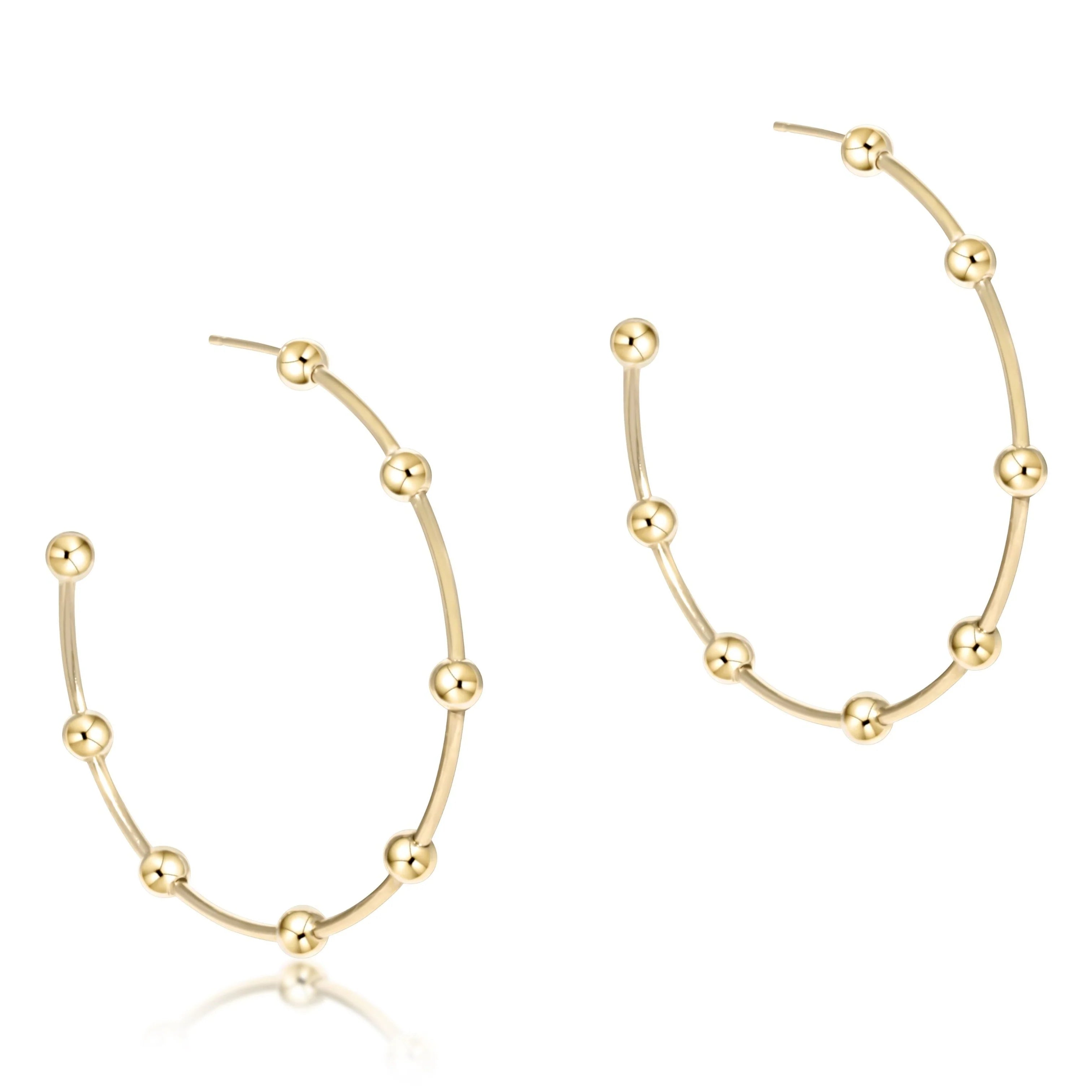 eNewton | Beaded Simplicity 1.5" Post Hoop - 4mm Gold