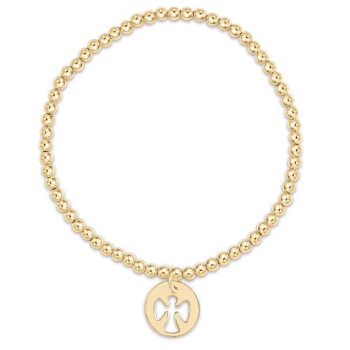 eNewton | Extends Classic Gold 3mm Bead Bracelet - Guardian Angel Gold Charm