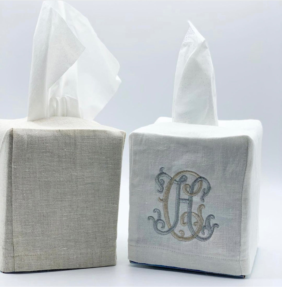 Linen Tissue Box Covers - White or Natural
