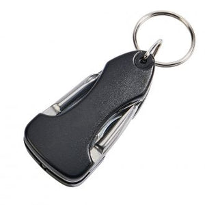 Creative Gifts Int'l | Black Key Chain with Multi Tools and LED Light, 3.5" L