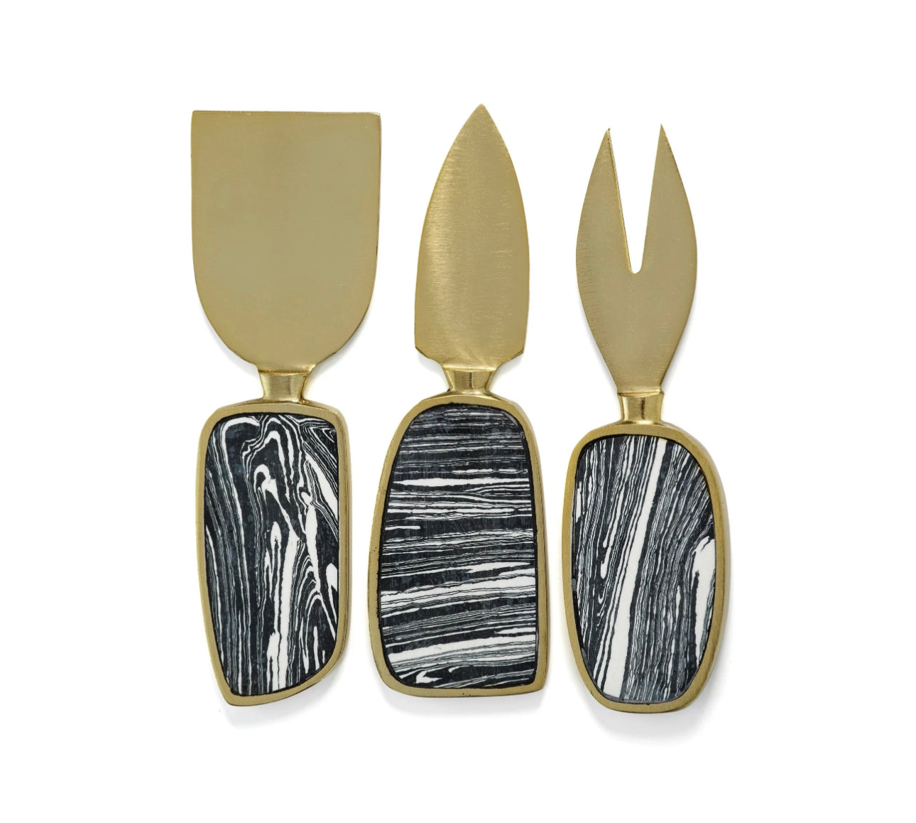 Black & Gold Cheese Knife Set of 3