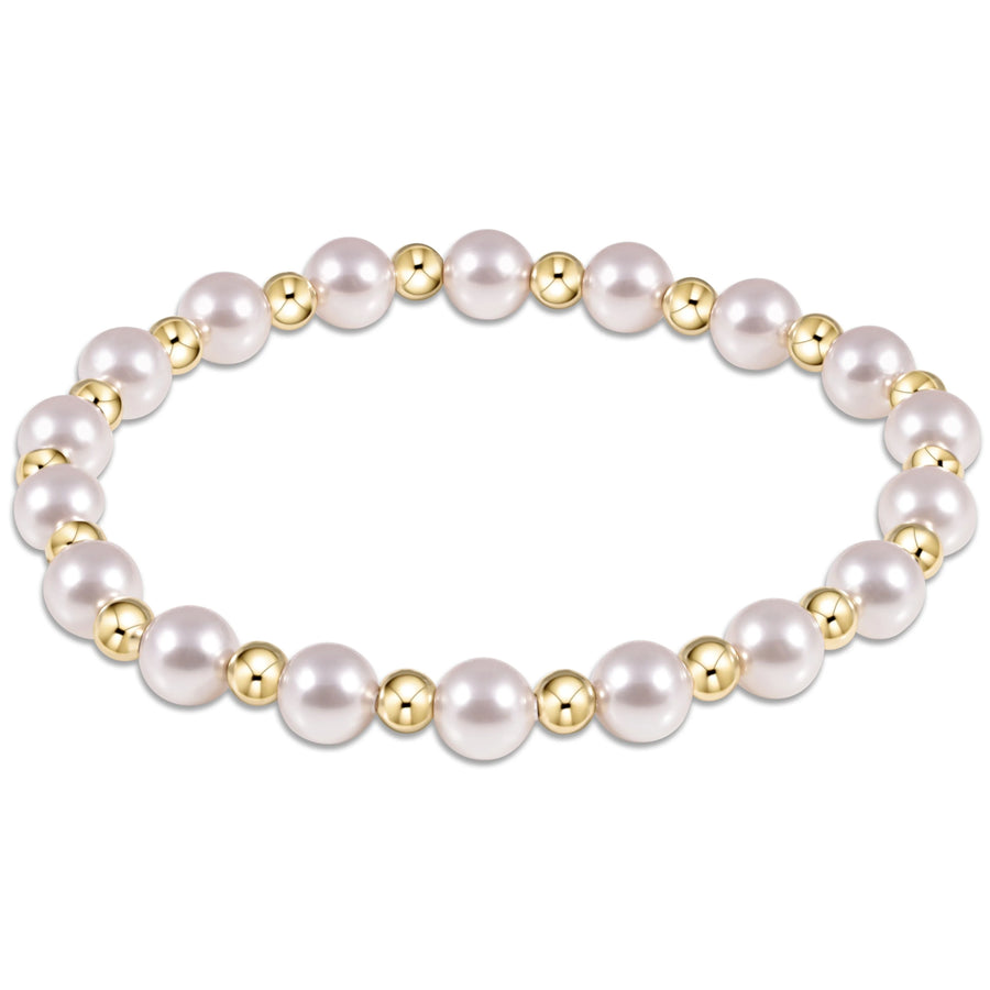 Extends Grateful Pattern 6mm Gold Bead Bracelet-Pearl