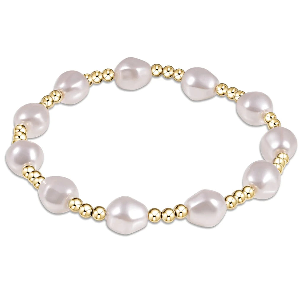 eNewton extends | Admire Gold 3mm Bead Bracelet - Pearl