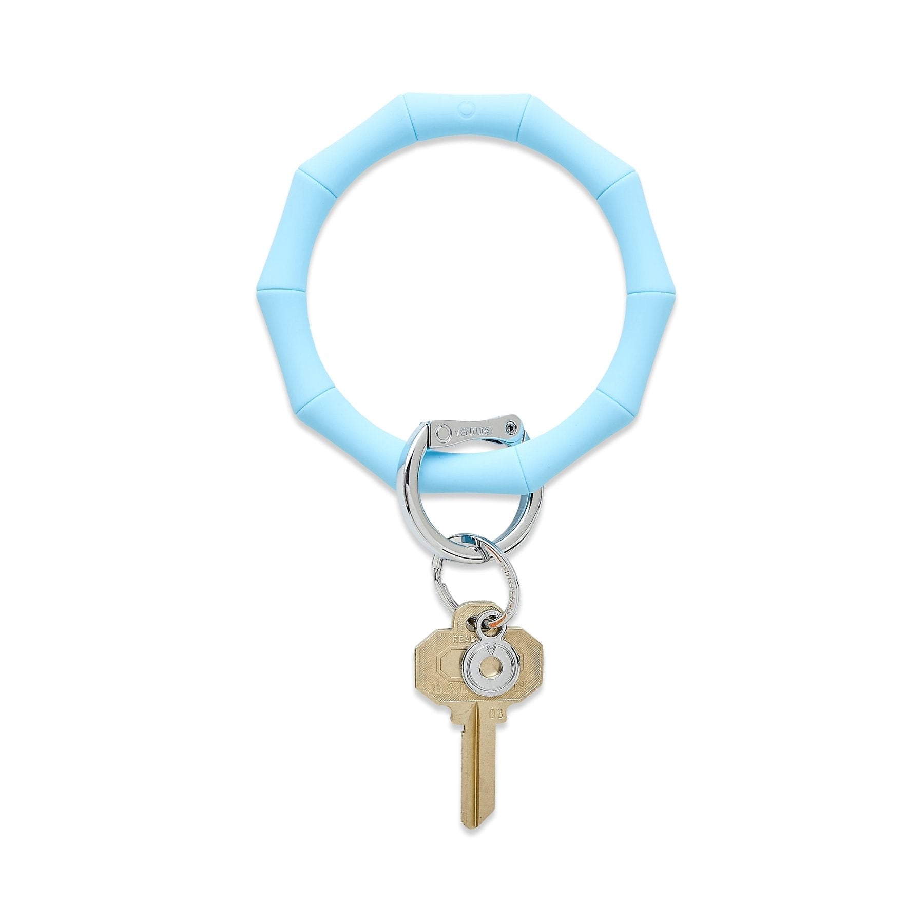 Silicone Big O® Key Ring - Gingham Sweet Carolina Blue