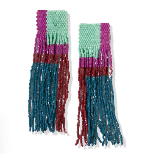INK + ALLOY | Belle Woven Top Beaded Fringe Earrings
