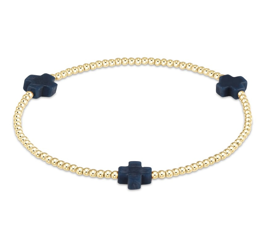 eNewton extends | Signature Cross Gold Pattern 3mm Bead Bracelet