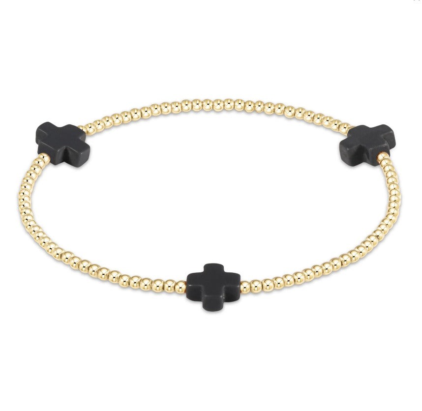 eNewton extends | Signature Cross Gold Pattern 3mm Bead Bracelet