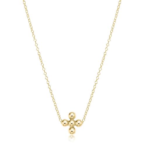 16'' Classic Gold Necklace - 4mm Signature Beaded Cross