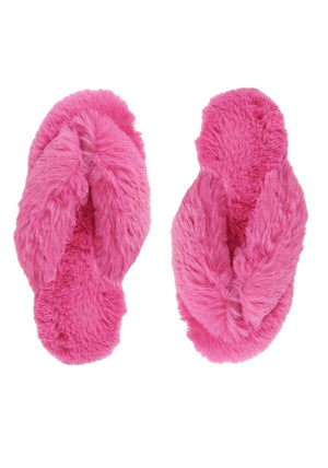 Hot Pink Flip Flop Style Fur Slipper