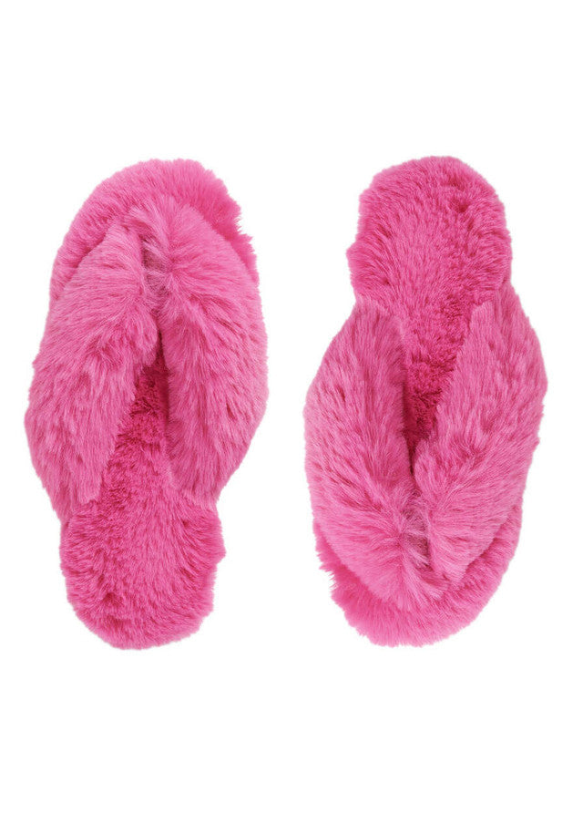Fabulous Furs | Hot Pink Flip Flop Style Fur Slipper