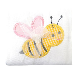 3 Martha's Bumble Bee Appliqued Burp Cloth