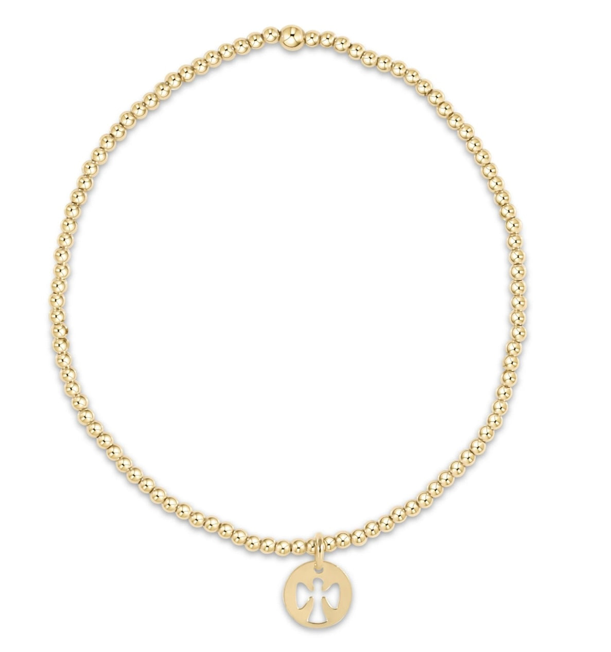 egirl | Classic Gold 2mm Bead Bracelet - Guardian Angel Disc Small