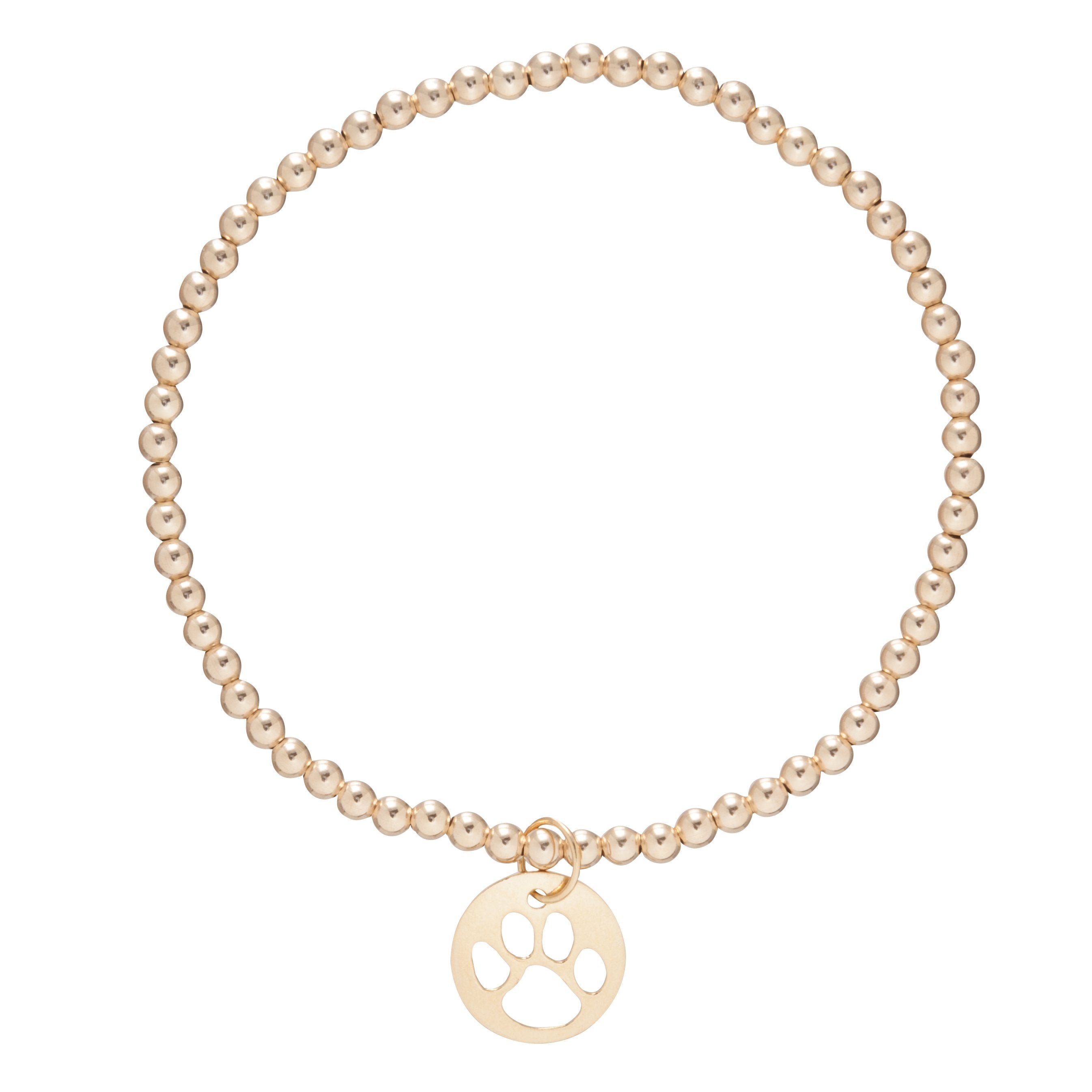 eNewton | Gold 3mm Bracelet - Paw Print Gold Disc