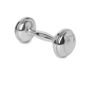 PEWTER DUMBELL WITH BEADING RATTLE