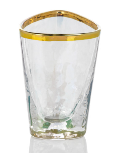 Zodax | Apertivo Triangular Shot Glass with Gold Rim