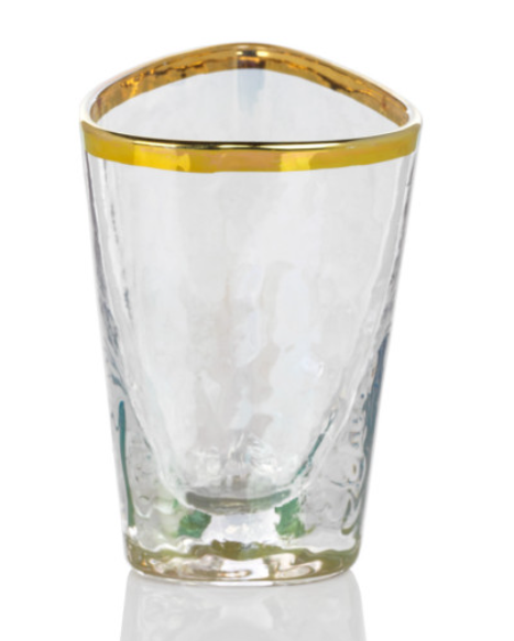 Zodax Apertivo Triangular Shot Glass with Gold Rim