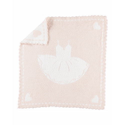 Barefoot Dreams | CozyChic® Scalloped Recieving Blanket Pink/White