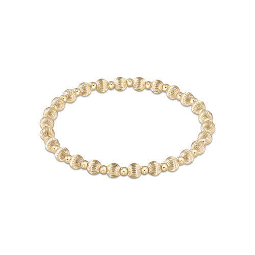 eNewton | Dignity Grateful Pattern 5mm Bead Bracelet - Gold