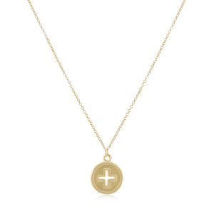 eNewton | 16" Signature Cross Gold Disc Necklace