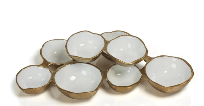 Zodax Small Cluster of 8 Serving Bowls - Gold with white laquer